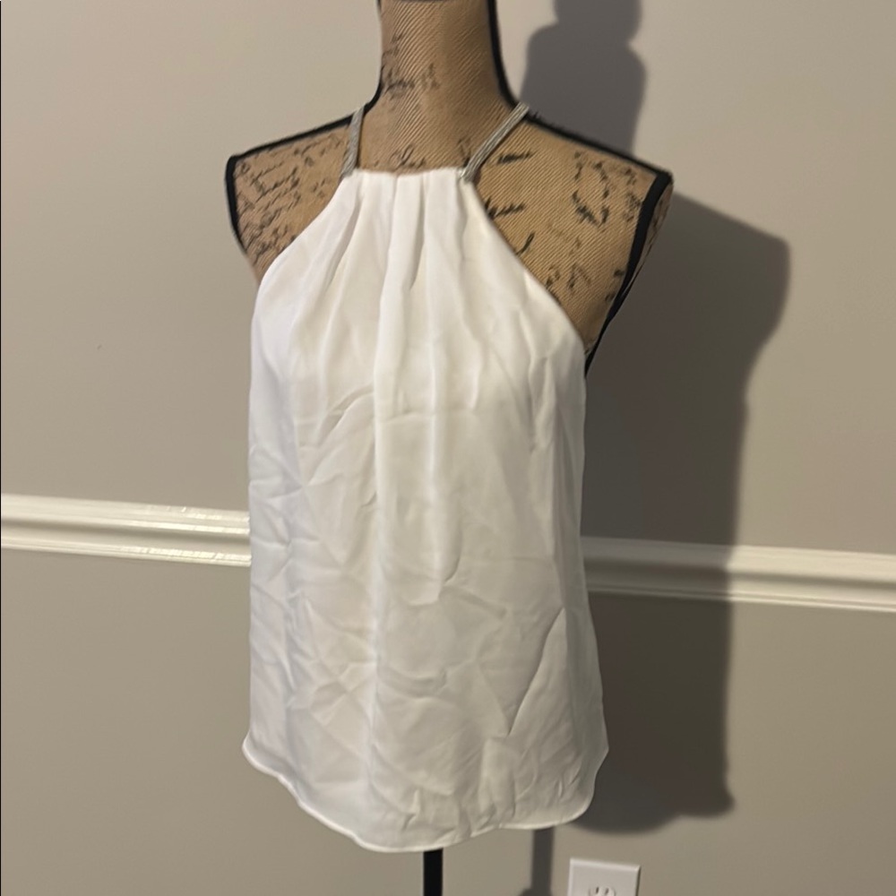 Halston Heritage size 6 White Halter Neck Tank Top